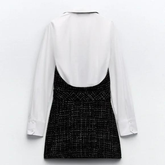 ZARA CONTRASTING STRUCTURED PINAFORE PLAID DRESS - Picture 4 of 8